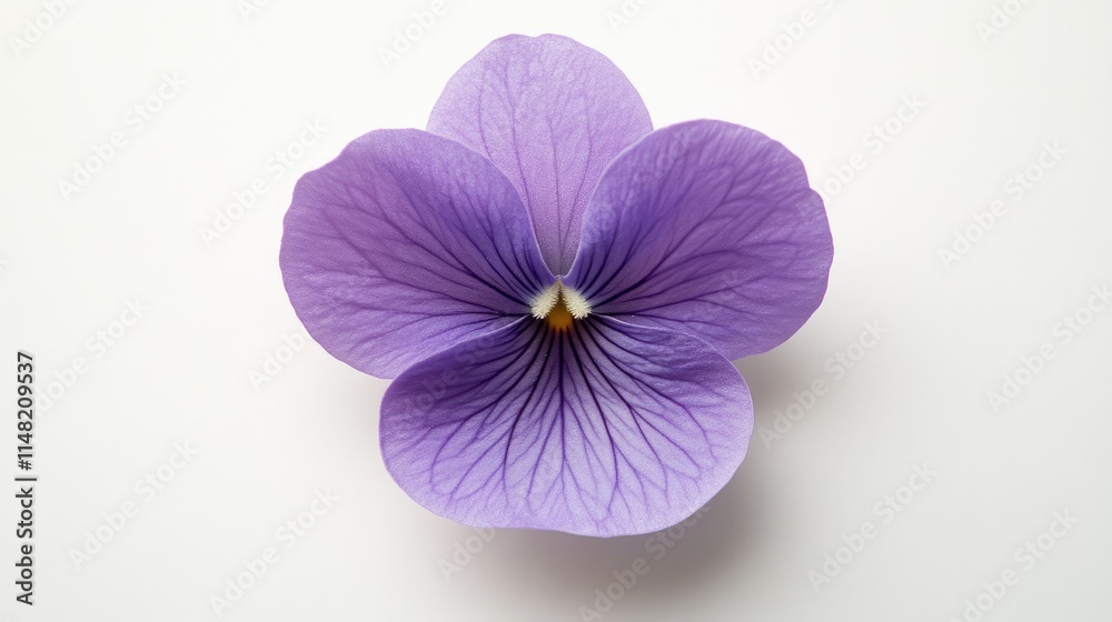 Obraz premium Delicate Purple Violet Flower Isolated on Clean Background Showcasing Intricate Petal Patterns and Stunning Natural Beauty Perfect for Nature Themes and Floral Designs