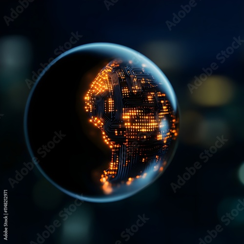 a map globe with an ai watching photo