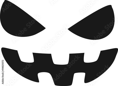 Classic carved pumpkin face designed for Halloween decorations, utilizing negative space carving techniques to create a spooky, iconic design perfect for autumn festivities