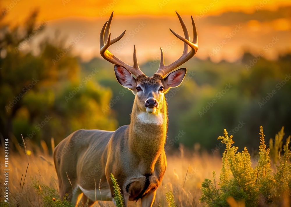 Fototapeta premium Majestic Texas Whitetail Buck Portrait - Wildlife Photography, Deer Hunting, Nature