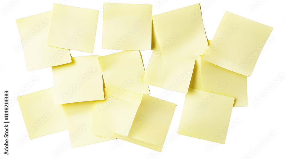 Fototapeta premium Assorted Yellow Sticky Notes on a Table