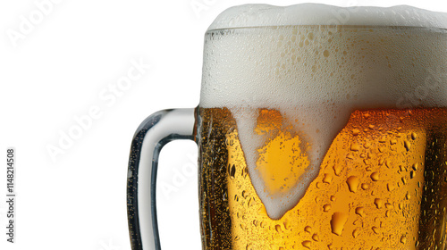 Refreshing Glass of Beer with Foam and Condensation