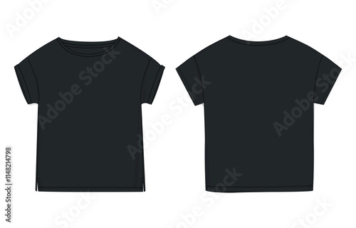 Black Color t shirt template isolate don white background