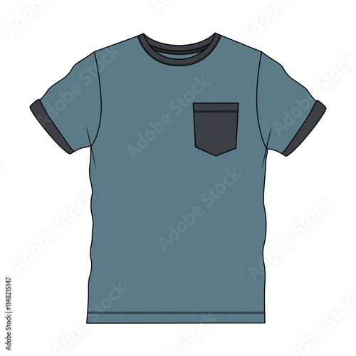 Blue Color short sleeve  t shirt vector illustration template front and back views 