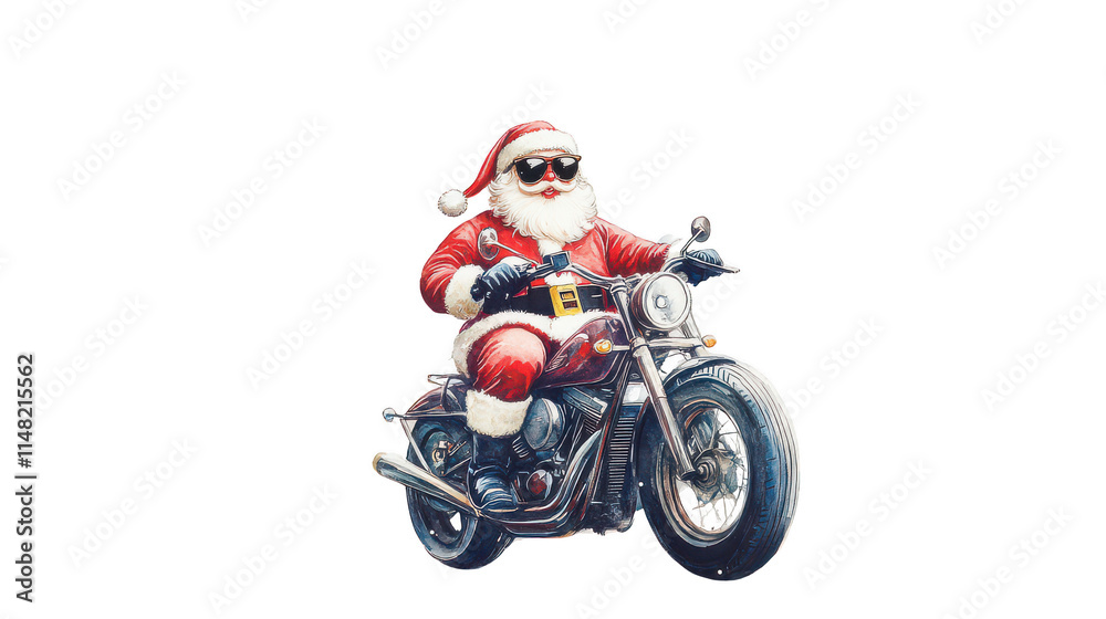 Obraz premium Santa Claus Riding a Motorcycle