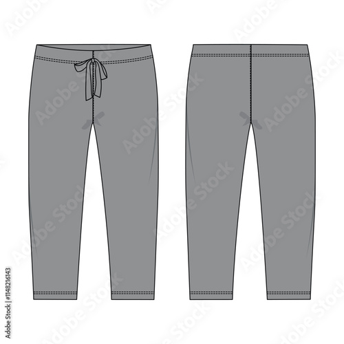 Leggings  pant  vector illustration template front and back isolated on white back