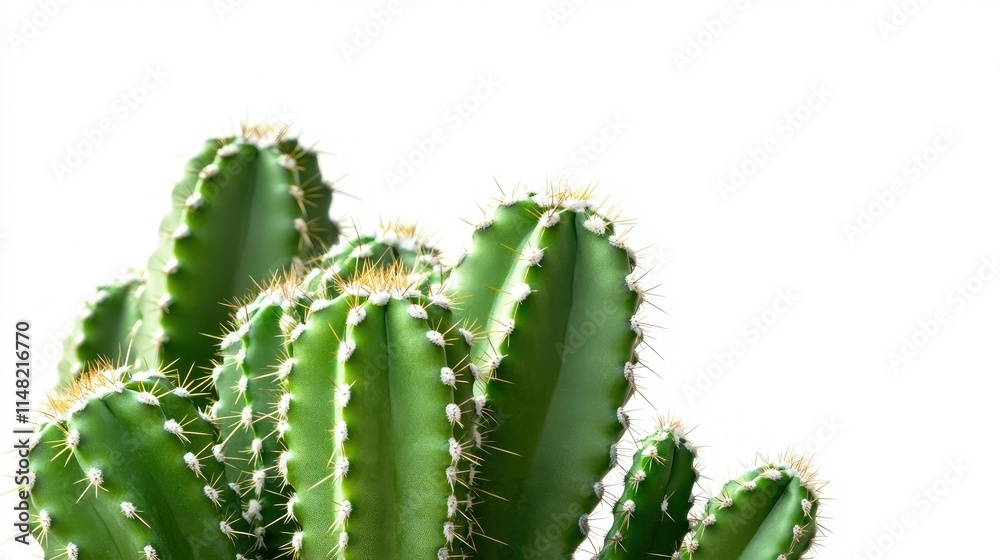 Lush Green Cactus Plant with Spines Against a Clean White Background, Perfect for Nature Photography and Indoor Decor Inspiration in Modern Spaces Lush Green Cactus Plant with Spines Against a Clean White Background, Perfect for Nature Photography and Indoor Decor Inspiration in Modern Spaces