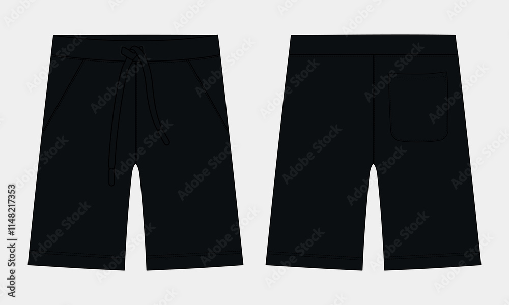 Sweat Shorts fashion flat sketch vector illustration template For Young Men. Technical Drawing Fashion art Illustration. Cotton jersey apparel clothing Design mock up Front, Back views.
Sweat Shorts fashion flat sketch vector illustration template For Young Men. Technical Drawing Fashion art Illustration. Cotton jersey apparel clothing Design mock up Front, Back views.