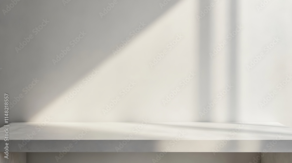 Fototapeta premium Light casts shadow on shelf.