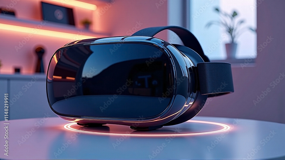 Obraz premium Cutting edge VR headset on display in home office