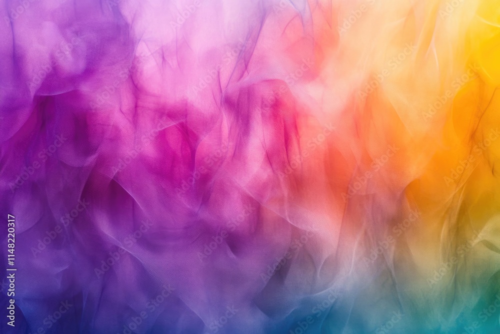 Abstract image of colorful, translucent fabric with a gradient of purple, orange, and yellow. Abstract image of colorful, translucent fabric with a gradient of purple, orange, and yellow.