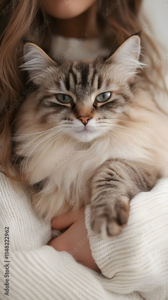 young Woman cuddling with cat, closeup of a female cuddle with a kitty young Woman cuddling with cat, closeup of a female cuddle with a kitty
