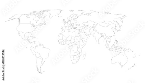 world map outline vector design 