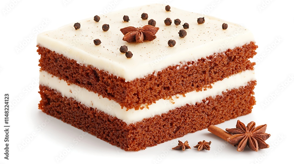 Delicious Two-Layered Spice Cake with Cream Frosting and Star Anise
