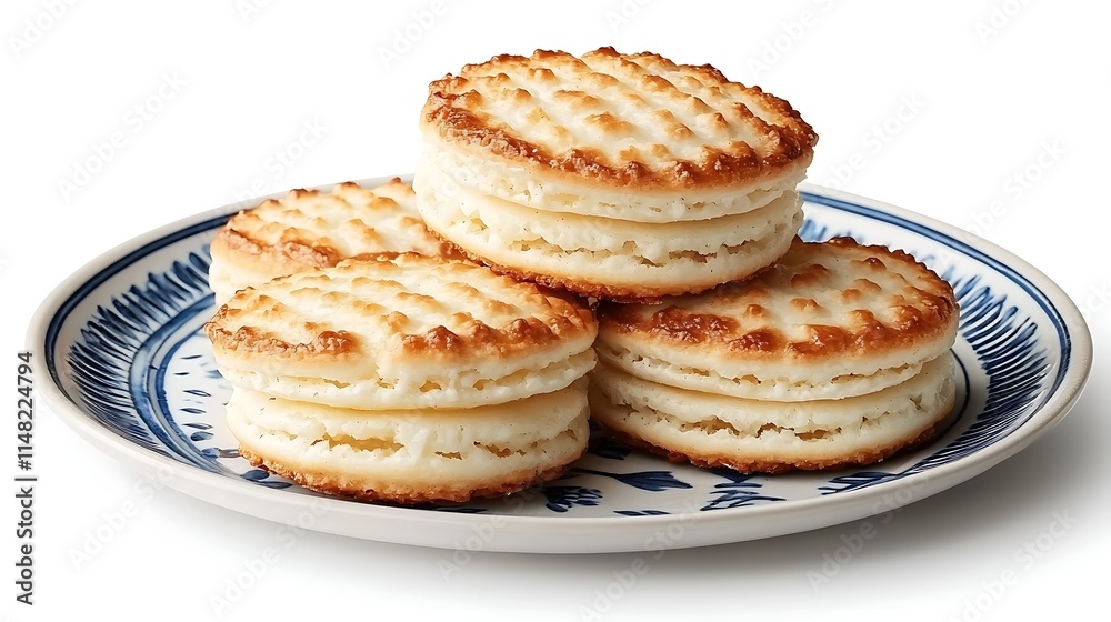 Delicious Golden Brown Buttery Biscuits on Plate Delicious Golden Brown Buttery Biscuits on Plate