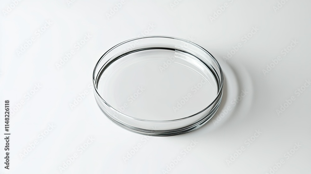 Clear Glass Petri Dish on White Background for Laboratory Use, Ideal for Scientific Research, Microbiology Experiments, and Sample Analysis in Clinical Environments Clear Glass Petri Dish on White Background for Laboratory Use, Ideal for Scientific Research, Microbiology Experiments, and Sample Analysis in Clinical Environments