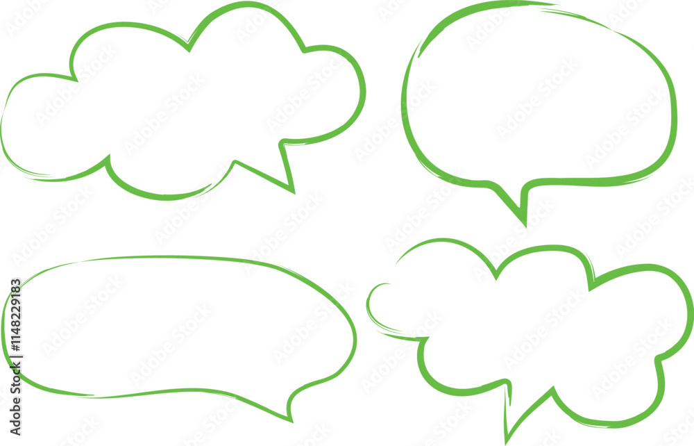 Fototapeta premium green color speech bubble dialogue clouds set vector