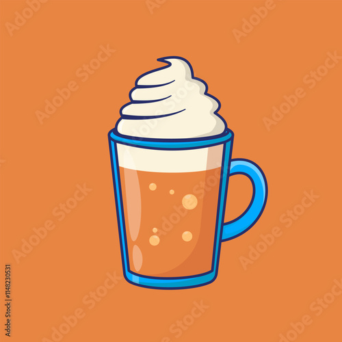 Pumpkin spice latte vector for fall drink and cozy autumn themes.