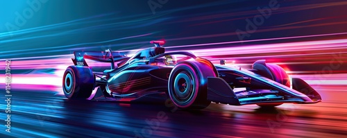 Formula 1 Race Car Blurred Lights