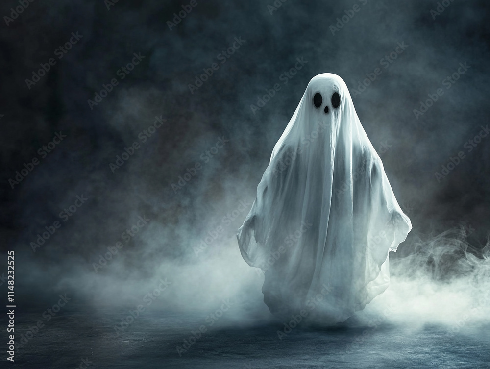 An image of Halloween Ghost copy space on background ai generated An image of Halloween Ghost copy space on background ai generated