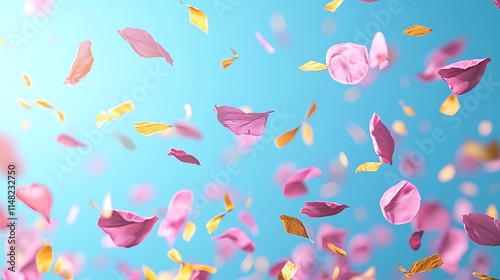 Pink   Gold Petals Falling  Spring Floral Background