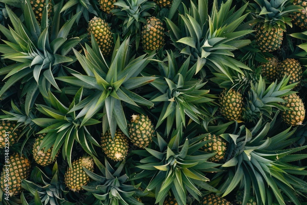 Lush Green Pineapple Plants Abundant Harvest Lush Green Pineapple Plants Abundant Harvest