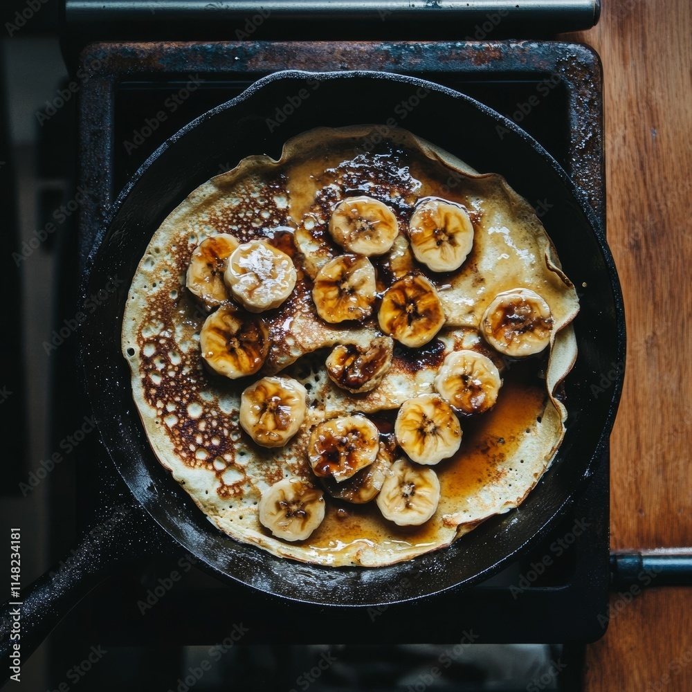 Skillet of Bananas Foster & Crepes