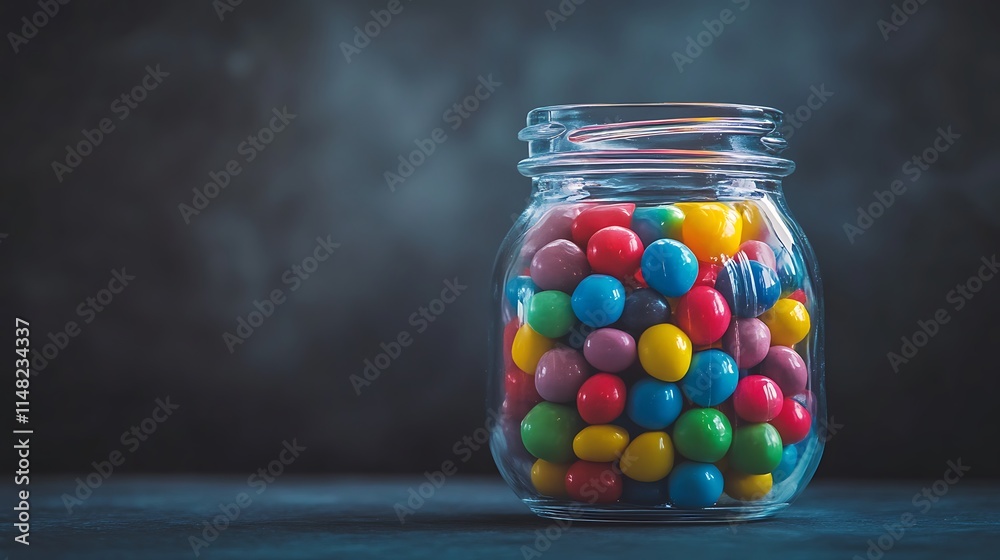 Jar of colorful candy. Jar of colorful candy.