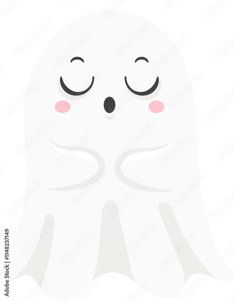 Adorable cartoon ghost sleeping peacefully with closed eyes and open mouth, a whimsical representation of halloween spirit, ideal for children s illustrations and festive designs Adorable cartoon ghost sleeping peacefully with closed eyes and open mouth, a whimsical representation of halloween spirit, ideal for children s illustrations and festive designs