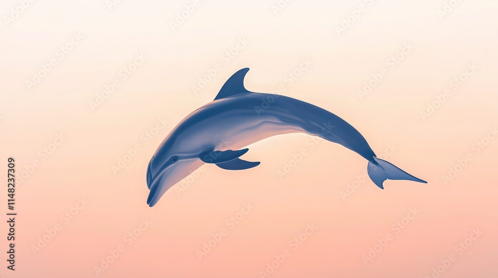 A dolphin mid-leap, silhouetted against a gradient of soft peach blending into dusty rose, creating a dreamy, serene vibe. A dolphin mid-leap, silhouetted against a gradient of soft peach blending into dusty rose, creating a dreamy, serene vibe.