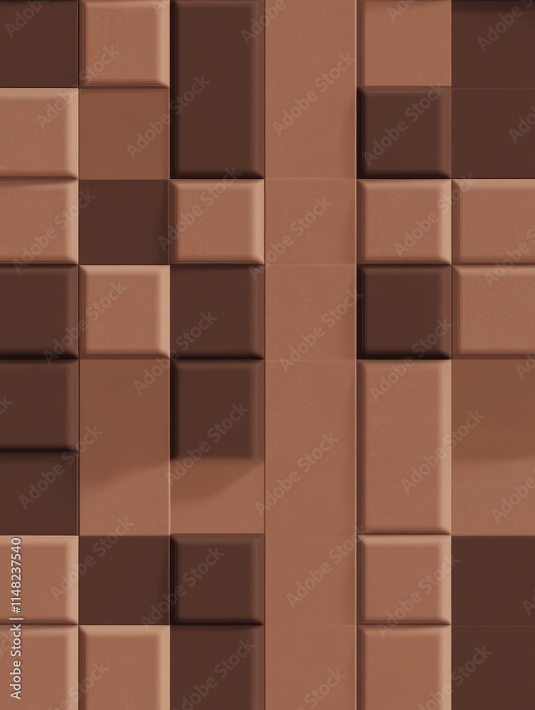 PANTONE 17-1230 Mocha Mousse Minimalist 3D Pattern Wallpaper Design