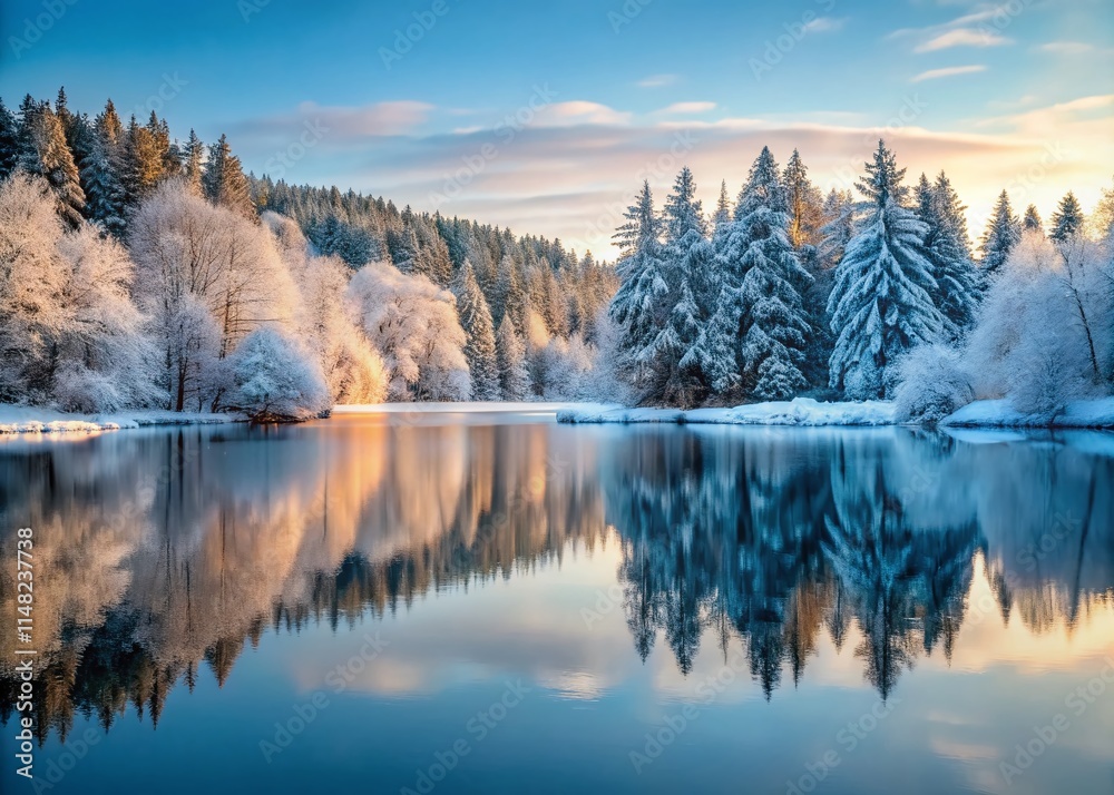 Minimalist Winter Forest Landscape Photography: Serene Snow Covered Trees, Frozen Lake, Winter Wonderland Minimalist Winter Forest Landscape Photography: Serene Snow Covered Trees, Frozen Lake, Winter Wonderland