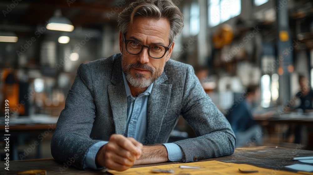 Confident manager in a modern workspace, focused and determined. Confident manager in a modern workspace, focused and determined.