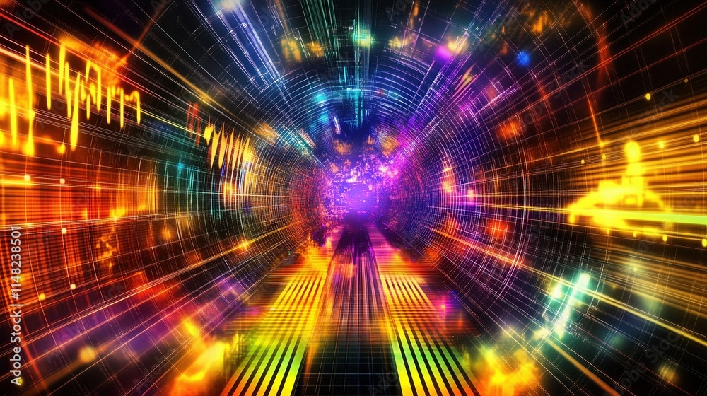 Colorful Abstract Tunnel with Light Effects Colorful Abstract Tunnel with Light Effects