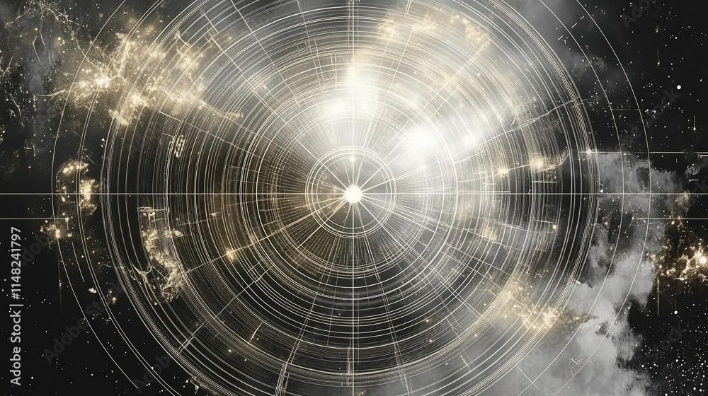 Fototapeta premium Abstract Cosmic Background with Grids