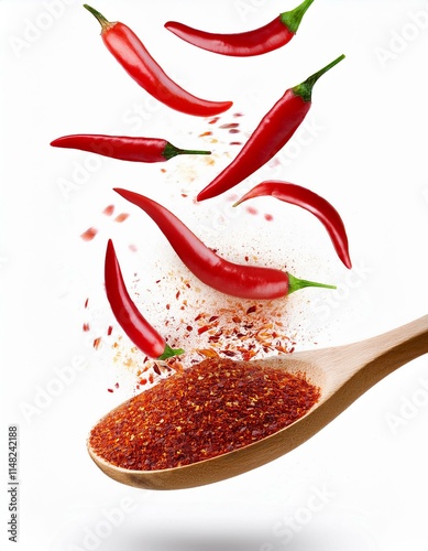 A Collection of Fresh and Dried Red Chili Peppers, Including Paprika and Cayenne, Ready to Spice Up Your Cooking
 photo