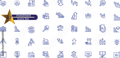 Investment icon set. Containing investor, mutual