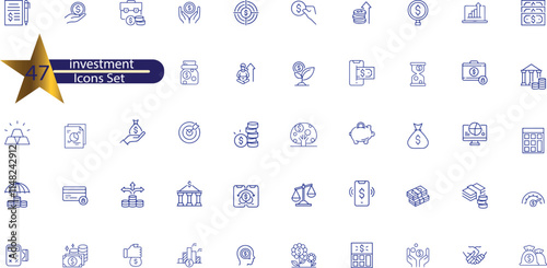 Investment icon set. Containing investor, mutual