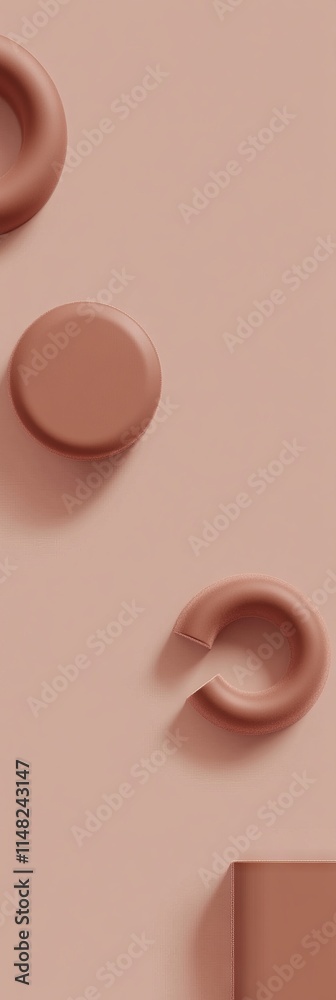 Fototapeta premium PANTONE 17-1230 Mocha Mousse Minimalist 3D Pattern Wallpaper Design