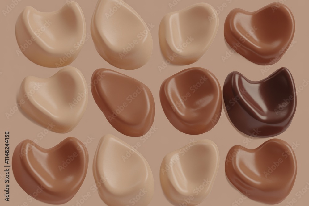 Fototapeta premium PANTONE 17-1230 Mocha Mousse Minimalist 3D Pattern Wallpaper Design