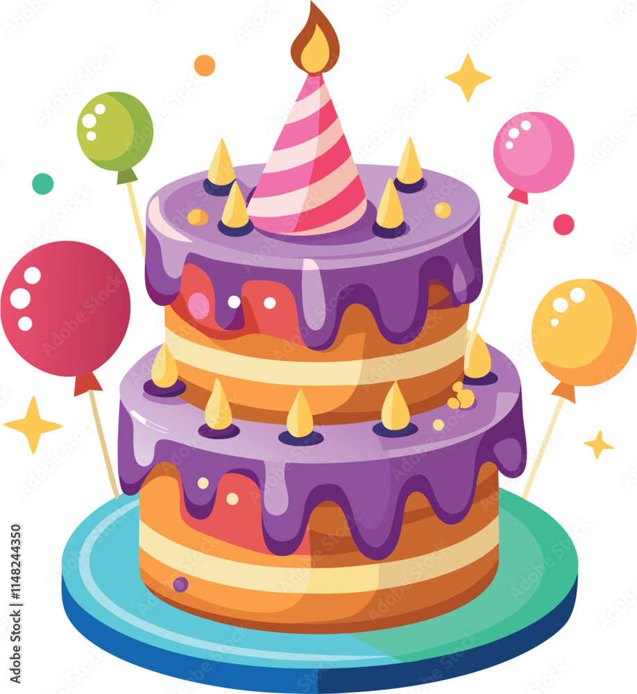 Playful Two Tier Cake for Birthdays with Strawberry Hearts and Juicy Fruits generated Ai Playful Two Tier Cake for Birthdays with Strawberry Hearts and Juicy Fruits generated Ai