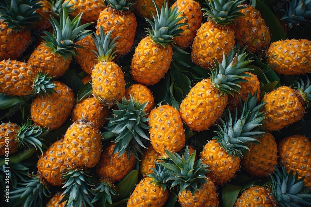 A Collection Of Ripe Golden Pineapples A Collection Of Ripe Golden Pineapples