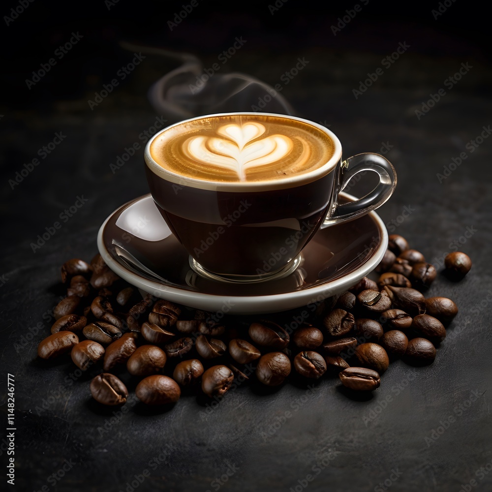 Fototapeta premium Espresso with Dark background