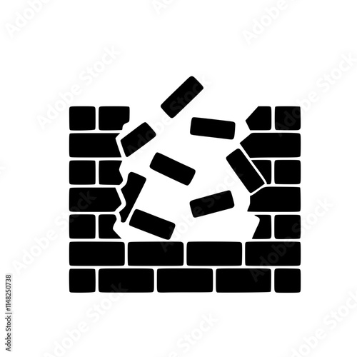 Minimalist smashed brick wall