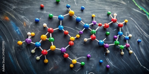 NAD+ Macro Photography: Chalkboard Detail,  Microscopic View of Nicotinamide Adenine Dinucleotide, Cellular Energy Molecule photo