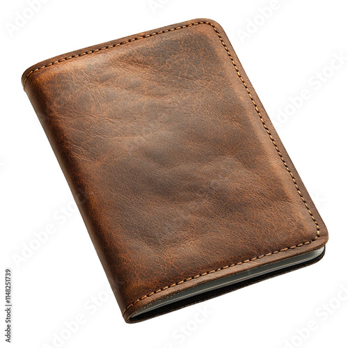 Brown leather wallet design isolated on transparent background png