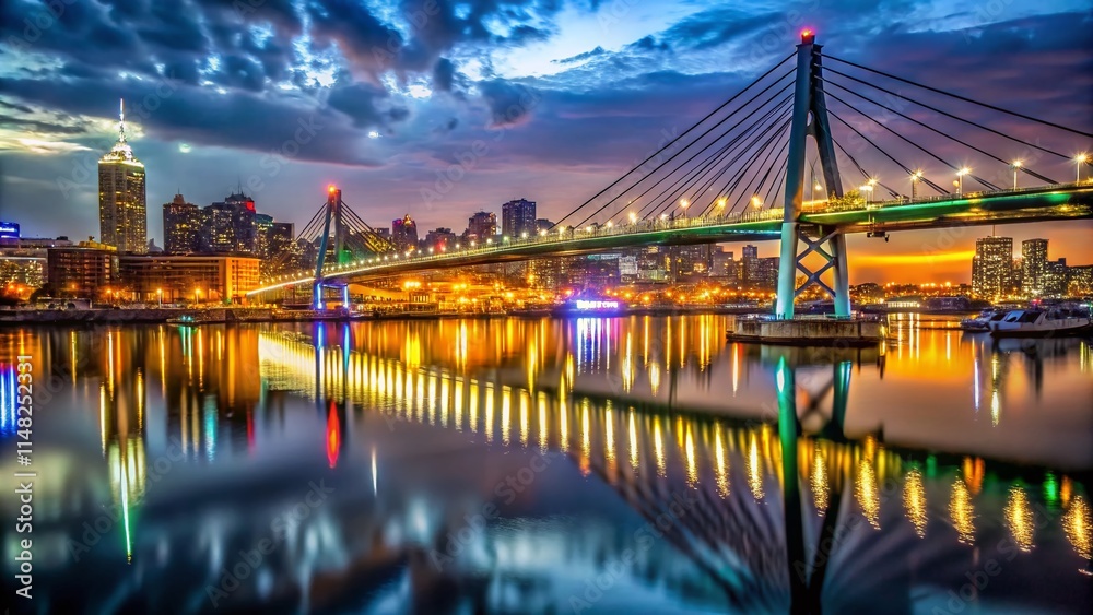 Obraz premium Nelson Mandela Bridge Johannesburg South Africa Night Photography Documentary Style