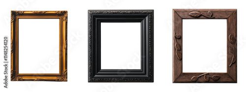 Collection of ornate picture frames on a black background
