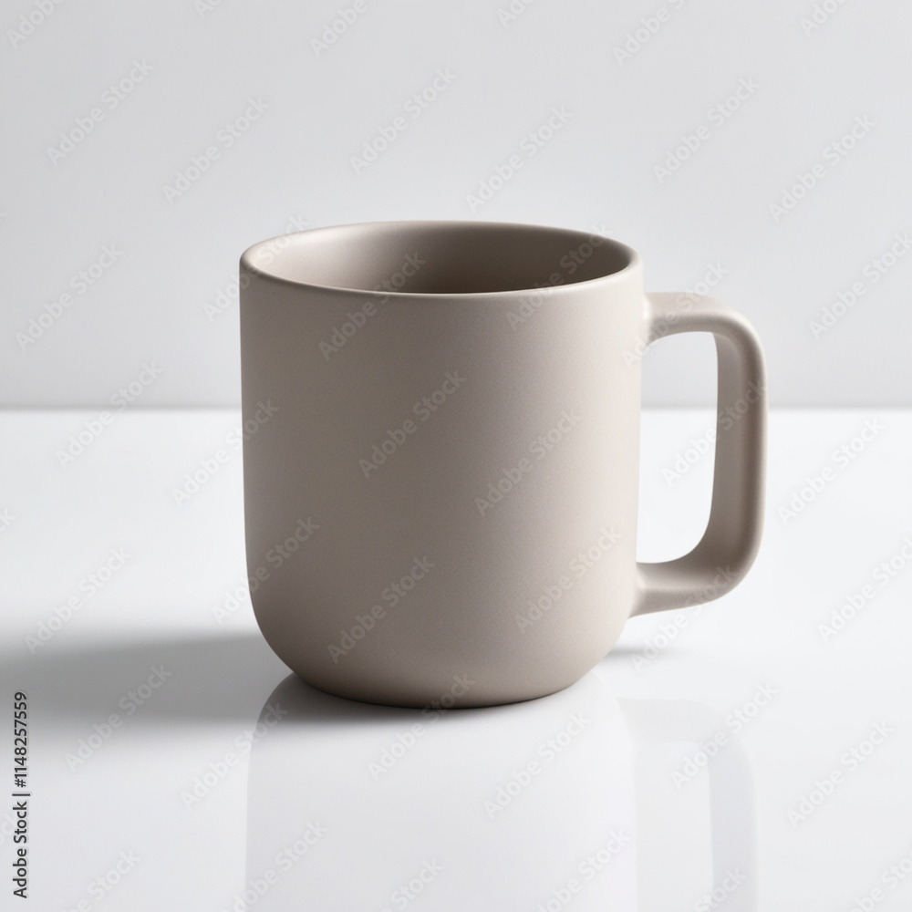 Obraz premium Ceramic coffee mug with minimalist design isolated on transparent background, ideal for branding and product display in high-resolution 