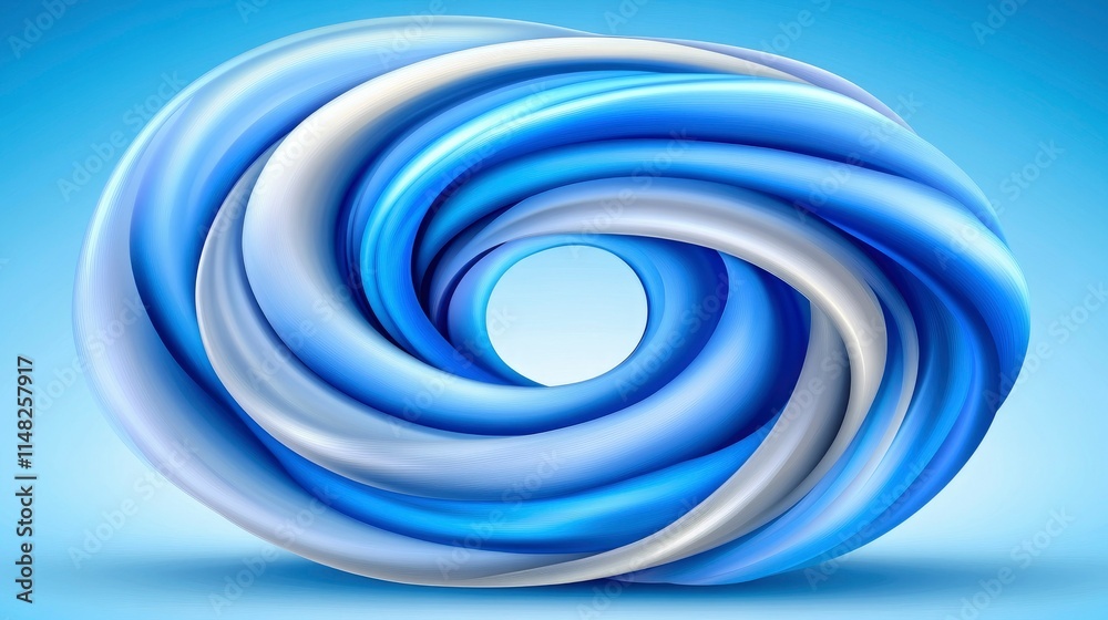 Abstract Swirling Blue and White 3D Form Abstract Swirling Blue and White 3D Form